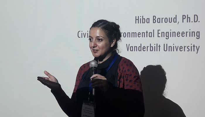 Professor Hiba Baroud of the Department of Civil and Environmental Engineering at Vanderbilt University presented her research on changing conditions of waterways in Bangladesh and the impact on inland shipping.